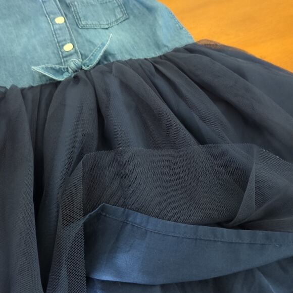 Toddler Girls' Chambray Sleeveless Tulle Dress - Blue 2T NEW - Picture 6 of 7